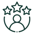 Icono de una persona rodeada en la parte de arriba con 3 estrellas